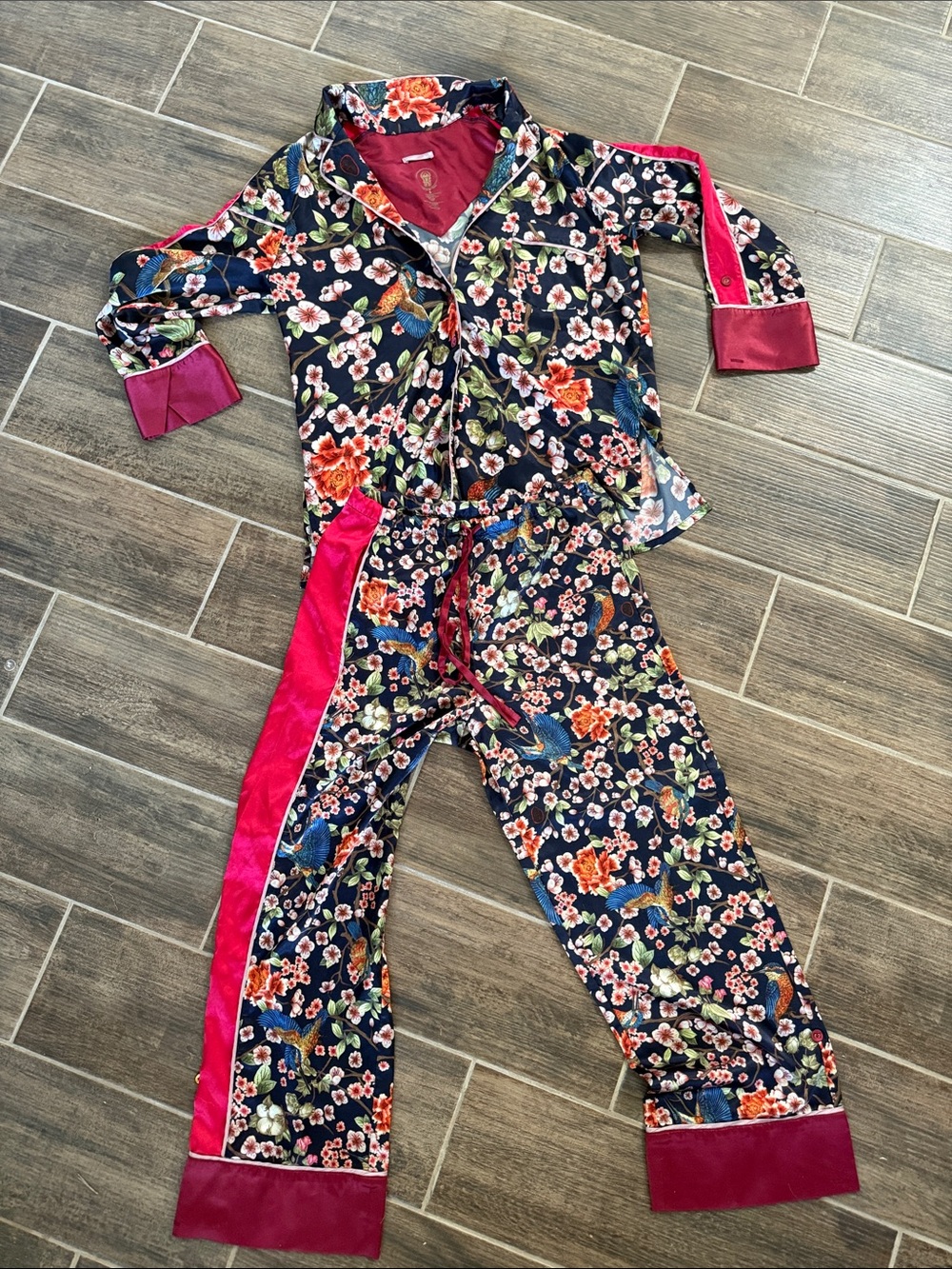 We are Hah Floral Navy and Pink Pajama Set